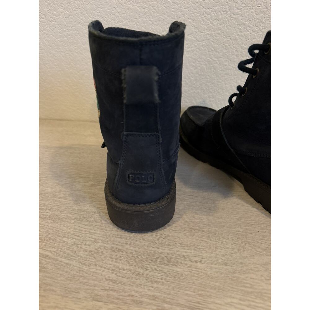 Polo Ralph Lauren Bear Ranger Navy Blue Leather Boots Men's Size 5 Women's 6.5 - Picture 4 of 8